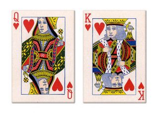King and Queen of Hearts Playing Card Fridge Magnet Set