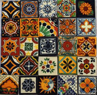25 Ceramic Art Talavera 4x4 Tiles Mexican # 511 █ SALE