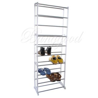   10 Tier Level Adjustable Shoe Rack Stand Tower Storage Organiser Shelf