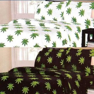 Pot leaf sheet set FULL QUEEN KING marijuana weed 420