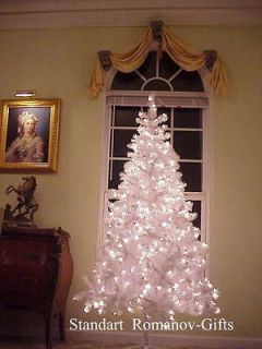 WHITE YUKON Art Deco Christmas Tree 6.5 Ft Pre lit Clear lites 