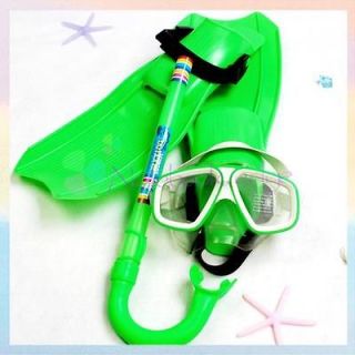 Green Kids Children Mask/Snorkel /Fins Flippers Swimming Swim Diving 