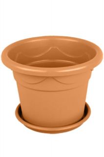 Flower pot with saucer, 2 colours, 9 sizes, indoor outdoor plastic 