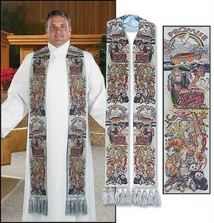 Vestment Chasuable Priest Church Noahs Ark Tapestry Stole W Tassles 