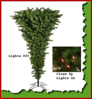   GREEN PRE LIT UPSIDE DOWN LIGHTED CHRISTMAS ARTIFICIAL UMBRELLA TREE
