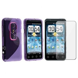   TPU Gel Soft Case+Screen Protector LCD Cover For Sprint HTC EVO 3D