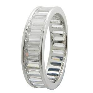Eternity Band Wedding Promise Ring 925 sterling silver Baguette Cut 