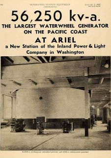 1932 Ad GE Waterwheel Power Generator Ariel Station DC   ORIGINAL 
