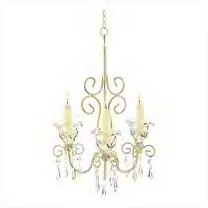 Shabby cottage scroll Chandelier prisms crystals French chic candle 