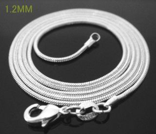 Wholesale  10 PCS solid silver 1.2MM snake chain necklace 