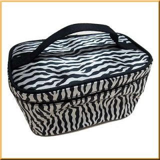 Zebra Stripe Foldable Lady Makeup Cosmetic Container Hand Case Pouch 