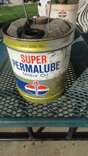 STANDARD OIL SUPER PERMALUBE MOTOR OIL 5 GALLON OIL CAN GAS 