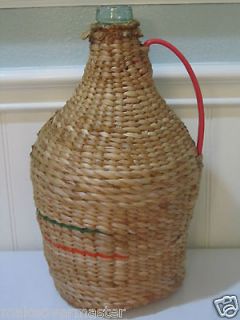 Antique Vintage Hungarian Demijohn Carboy Wine Bottle with wicker 
