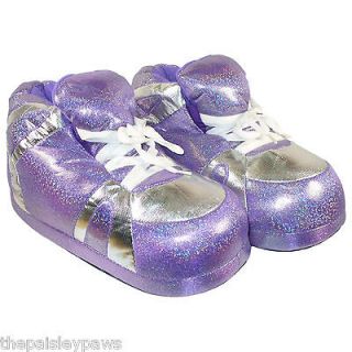 Snooki Neon Purple Metallic Tennis Shoes House Slippers Great Teen 