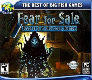 FEAR FOR SALE MYSTERY OF MCINROY MANOR PC GAME XP VISTA WIN 7 BIG FISH 