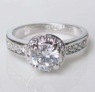white gold GP Swarovski Promise engagement Ring Diana