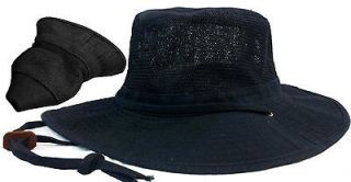   Fishing Hiking Army Military Mesh Big Brim Bucket Sun Hat Cap Black
