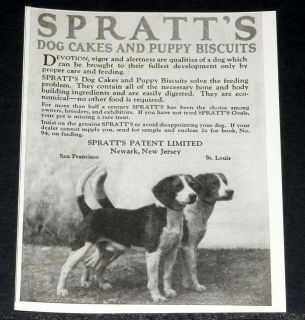 1924 OLD MAGAZINE PRINT AD, SPRATTS, DOG CAKES AND PUPPY BISCUITS 