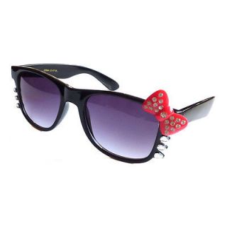 CUTE HELLO KITTY Women Fashion Sunglasses BLACK Frame With PINK Bow 