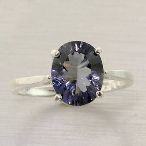 Iolite Blue Quartz 10x8mm Oval Sterling Silver .925 Ring (Sizes 4 12)