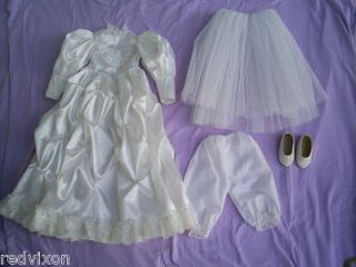 Porcelain Doll White Satin Dress w/Accessories Combined Shipping