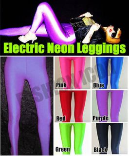   Rave Purplel Opaque Glossy Shiny Lycra Spandex Leggings Pants Tights