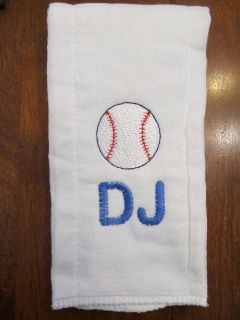 Personalized Baby Burp Cloth Embroidered Baseball