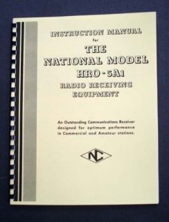 NATIONAL Model HRO 5A1 Radio Receiver manual