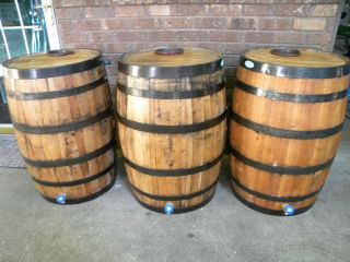 54 Gallon Rain Barrel Authentic Wooden Whiskey Barrel Finished