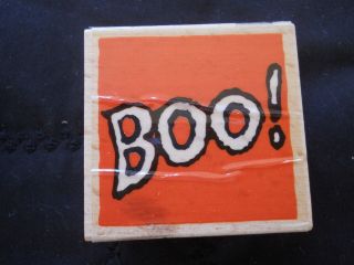 Rubber Stamp Saying Quote Phrase Boo Halloween Scary Outline Words 