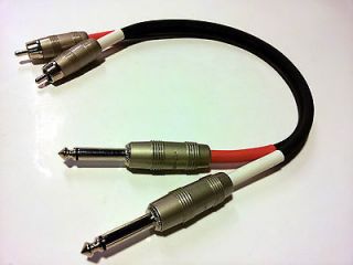 FT DUAL 1/4 TS MALE TO DUAL RCA MALE PRO PATCH CABLE CORD MADE IN 