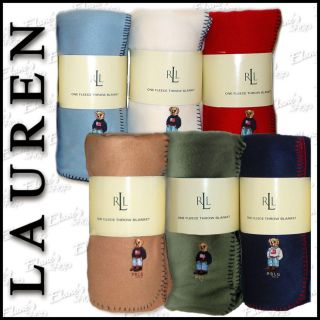Ralph Lauren Fleece Blanket THROW TEDDY BEAR NEW Choose from 6 Colors