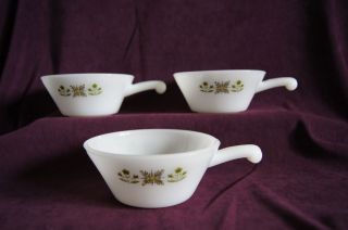   lot of 3 Meadow Green cassrole dishes handled French onion soup bowls