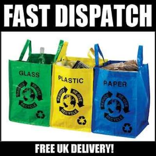   Glass & Paper Recycle Bags Set of 3 1900260 Recycling Storage Bin Bags