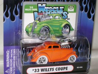 2003 Muscle Machines 1933 Orange Willys Coupe White Tires 1/64
