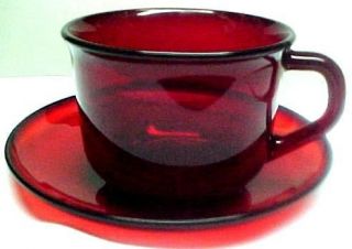 ARCOROC FRANCE RUBY RED CUP AND SAUCER +3 MORE