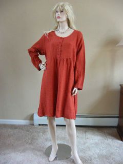   Transitional PERSIMMON CHEVRON Linen EASY DRESS M & L U PICK SIZE NEW