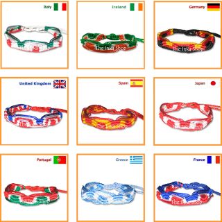 COUNTRY FLAG COLORS FRIENDSHIP BRACELET WRISTBAND ♥ SUPPORT YOUR 