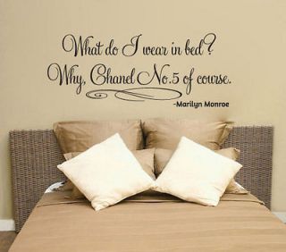 MARILYN MONROE Wear to Bed Chanel No.5 Quote Vinyl Wall Window Decal 