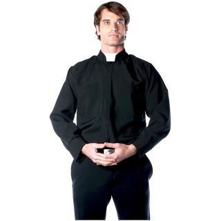   Priest Shirt Adult Mens Religious Father Black Halloween Costume