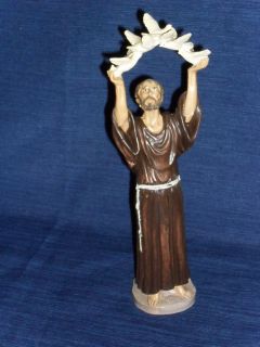 Christian religious statue FRANCIS of ASSISI w/DOVES Figurine by 