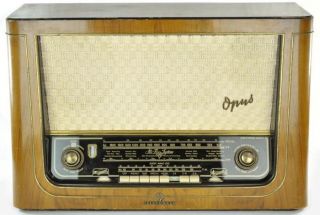 Telefunken Opus 55 Hi Fi Vintage Tube Radio Art Deco Style Wood Case