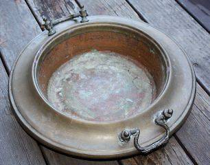 Antique French Copper Pot RARE Rich Patina Double Boiler Bottom 