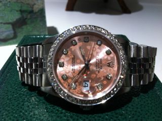 ROLEX STAINLESS STEEL DATEJUST DIAMOND WATCH WITH JUBILEE BAND PINK 