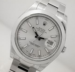 BRAND NEW MENS SS ROLEX DATEJUST II SILVER STICK DIAL 41MM* SMOOTH 