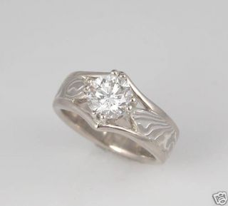 White Gold Mokume Gane Custom Engagement Ring Mounting