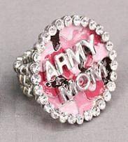 Ladies ARMY MOM Bling Ring ★ Pink CAMO ★ Rhinestone Jewels FLEX 