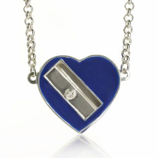 Me & Zena Women Who Draw Too Much Heart Sharpener Necklace Silver/Blue