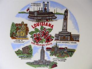   STATE SALAD PLATE ~ LOUISIANA ~ MISSISSIPPI RIVER BOAT ~ GREENWOOD++