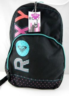 NWT ROXY GIRL School Backpack Book Bag Black/Teal